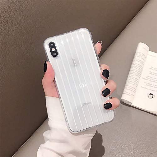 Aithas Kompatibel mit iPhone 11pro Max 3D Koffer Gepäck Streifen Wellen-Design Weiche Bumper Harte Rückseite Stoßabsorbierende Schale Transparent (iPhone X/XS 5,8 Zoll)