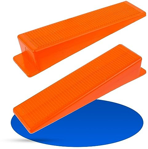 Cuneo di Montaggio per Piastrelle, Confezione 100 pz, Sistema di Livellamento Piastrelle, Installazione Telai Porte e Finestre, Cunei in Plastica per Piastrellisti, Accessori Piastrellatura, Rosso