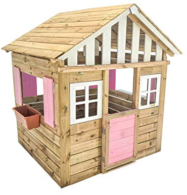 MASGAMES | Casetta in Legno per Bambini Lollipop XL | Altezza 164 cm | Legno trattato | (Rosa)
