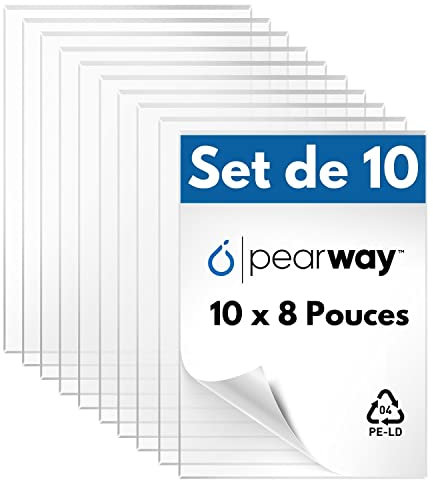 PEARWAY Premium 10er Set Plexiglas Platten [20x25cm] I 1mm Stärke I mit geschliffenen Kanten I Acrylglas Platte I Plexiglasscheibe I Acrylplatte tansparent I Plexiglas I Acryl Platte I Plexiglas 1mm