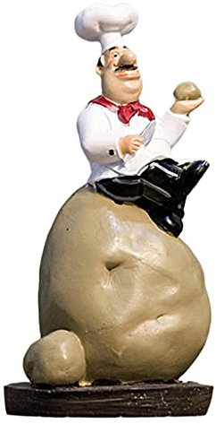perfk Chef Statue Süße Harz Figur Statue Ornamente Statue Küche Cafe Bar Restaurant Dekor, auf der Kartoffel sitzen Pot