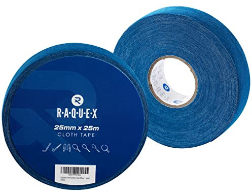 Raquex Gewebeband für Sport: Hockeyschläger, Tennis, Squash- oder Badmintonschläger, Springseile und mehr. Wasserabweisend, stark und bietet einen natürlichen, erhöhten Halt (Blau)