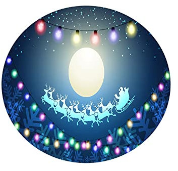 Treer Weihnachtstischdecke Runde Tischdecke Abwaschbar, 100% Polyester Outdoor Tischdecken Antifouling Wasserdicht Lotuseffekt Tischdecke Weihnachten Home Küche Party (Lichterkette,120cm)