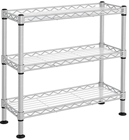 SONGMICS Gewürzregal mit 3 Ebenen, Küchen-Organizer, aus Metall, mit PP-Platten, verstellbare Regalebene, 15 x 40 x 39,5 cm, mattsilbern LGR025E01