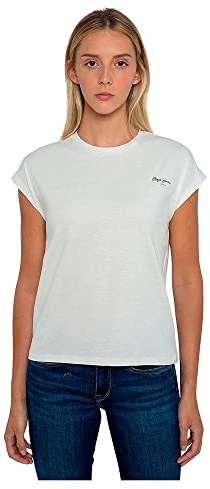 Pepe Jeans Floraison Damen-T-Shirt, Weiß (Off White), Small