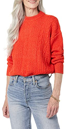 Amazon Essentials Women's Soft-Touch Modern Cable Crewneck Sweater (Available in Plus Size)
