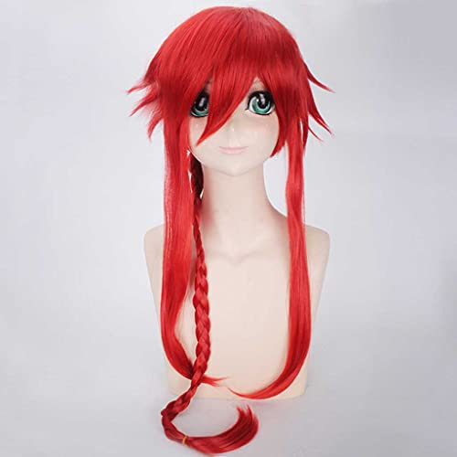Anime Cosplay Perücke，Ludere Deorum Loki Laevatein Perücke，Two Braids Red Long Perücke，Mit Kostenloser Perückenkappe，für Party Alltag Halloween Perücke Cosplay