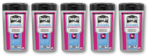Tangit KS Cleaner Reinigungstücher – 5 Boxen à 100 Tücher – zur Reinigung von Rohrverbindungen, Muffen & Armaturen – für PVC, PE, PP – zur Vorbereitung vor Verklebung & Abdichtung