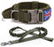 YoothBro K9 Militärisches Hundehalsband und Leine, Set, verstellbares Nylon-Halsband mit robuster Metallschnalle für mittelgroße und große Hunde, Grün mit Flagge des Vereinigten Königreichs