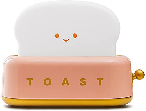 Cute Night Light,SUAVER Dimmable LED Toast Night Lamp Rechargeable Desk lamp with Timer,Portable Bedroom Bedside Sleep Lamps,Desk Decor Lights for Baby Girls Boys (Pink)