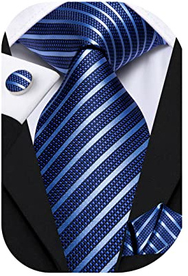 Dubulle Ties for Men Silk Necktie and Lapel Pin Clips Pocket Square Set | Ties and Clips for Men Mens Paisley Floral Checks Necktie and Pocket Square Cufflinks Set Formal Business Wedding