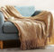 Hayisugal Sofadecke Boho Decke Strick Decke Tagesdecke Wohndecke Gestrickte Decke Wendedecke Kuscheldeck Couchdecke überwurf Decke Reise Decke, Khaki Farbe, 130 x 200cm