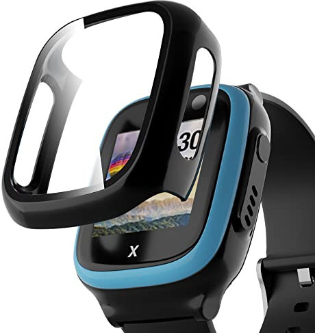 PZOZ 2 Stück Schutzhülle für XPLORA X5 Play Kids mit Displayschutz,PC Hülle und Schutzfolie aus Gehärtetem Glas (Schwarz)
