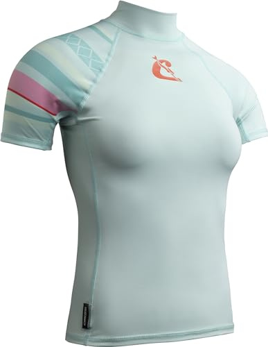Cressi Shield Lady Rash Guard Short/SL - Protective Short Sleeve Rash Guard für SUP und Wassersport, Aquamarin/Rosa, XS/1, Frauen