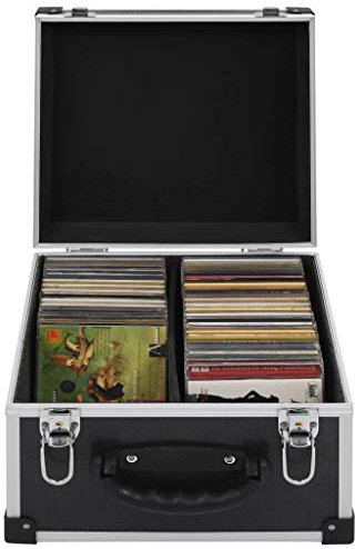 Yongdu CD-Koffer für 40 CDs, DVD Aufbewahrungsbox, DVD Box, DVD Aufbewahrung, Aufbewahrungskoffer, Cd-aufbewahrung, Aluminium ABS Schwarz