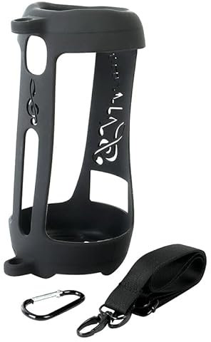 Silikon Tragetasche Hülle mit Riemen Karabiner für JBL Pulse 5 Wireless Bluetooth Lautsprecher für JBL Pulse5 Case Neuestes Outdoor Travel (Schwarz)