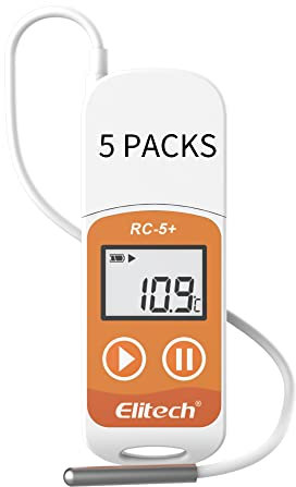 Elitech RC-5+TE 5Packs USB Temperature Data Logger Recorder 32000 Points High Accuracy Directly Report Reading PDF & CSV Export