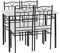 IPOTIUS Esszimmer-Set mit Esstisch und 4 Stühlen, Weiße Marmorierter Esstisch und Stühle, Schwarze Metallbeine, für Esszimmer, Küche, Wohnzimmer