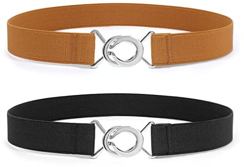 LEACOOLKEY Elastische Gürtel Schmal Damen Männer Stretchgürtel Skinny Taille Gürtel dünnen Gürtel für Kleid Jeans