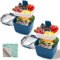 Paquete de 2 loncheras de doble capa, caja bento de 1.5 L con compartimentos divididos, lonchera para adultos/niños, caja de ensalada de gran capacidad a prueba de fugas con cubiertos, contenedor de