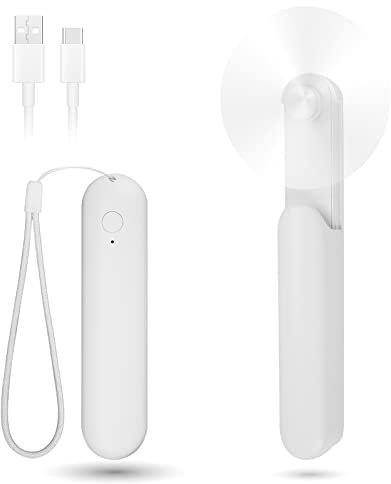 Venforze Mini Handheld Fan, Ventilateur Portable Silencieux Rechargeable à 3 Vitesses [12-24 Heures D'utilisation], Ventilateur de Poche USB Coulissant Pour Les Voyages, La Maison Et Le Blanc
