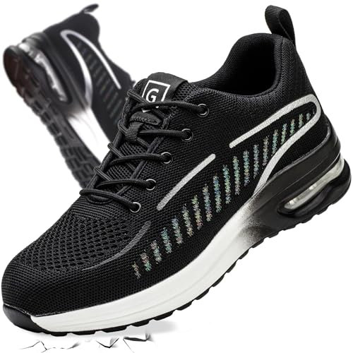 Zapatos de Seguridad para Hombre Mujer Zapatillas Ligeros Calzado de Trabajo Comodos con Puntera de Acero Transpirable Antideslizante Adecuado para Cocinas Obras Construcción Vistoso 46EU