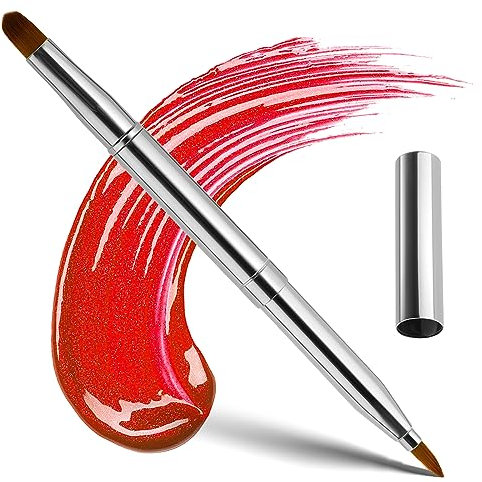 Pinceau de maquillage rétractable portable à double extrémité pour rouge à lèvres brillant pinceaux de maquillage anti-cernes pinceaux contour des lèvres outil de maquillage (argent)