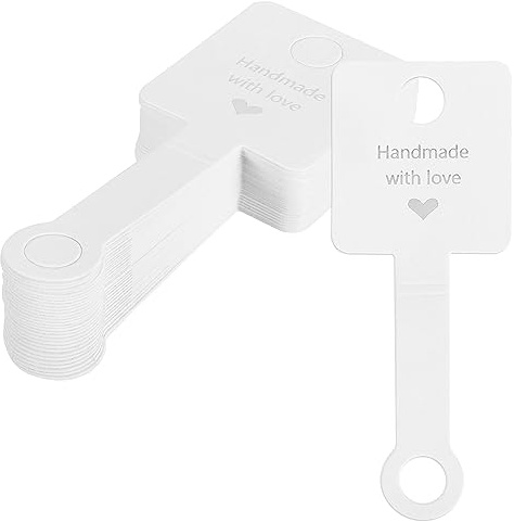 PATIKIL Armbänder Anzeigekarten 100 Pack Selbstklebend Halskette Anzeigekarten Schmuck Halterung Papier Karton für Hängende Haarband Haargummi Weiß