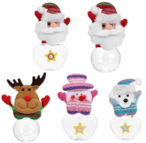 MAGICLULU 5pcs Christmas Cookie Jar Cookie Jar with Plush Doll Lid for Xmas, Holiday, Storage, Party, Packaging
