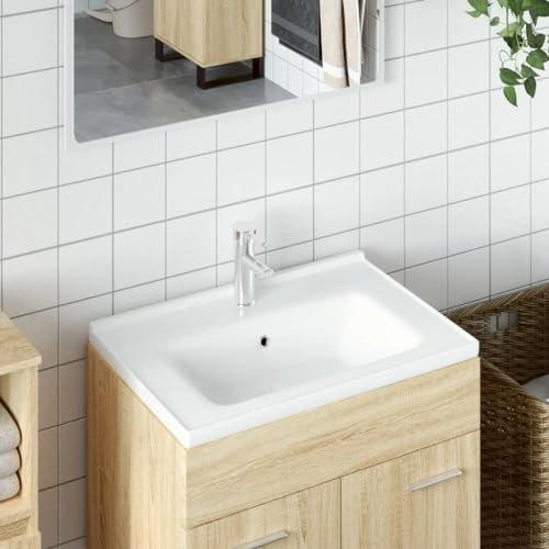 ZEYUAN Lavabo de baño Rectangular cerámica Blanco 61x48x19,5 cm, Lavabo sobre Encimera, Lavabo Baño, Muebles De Baño, Mueble Lavabo
