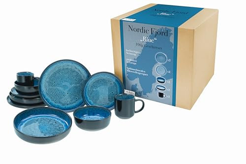CreaTable, 21548, Serie Nordic Fjord, 10-teiliges Geschirrset, Kombiservice aus Steinzeug, spülmaschinen- und mikrowellengeeignet, Qualitätsproduktion