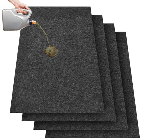 Datanly Lot de 4 tapis de sol absorbant les fuites d'huile, 152,4 x 91,4 cm, pour garage, allée, réutilisable, lavable, durable, dos imperméable, protège les surfaces, noir