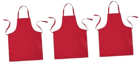 MAGICLULU Rote Schürze Zwerg 3st Latzschürzen Mit Taschen Arbeits Mit Nackenband Ärmellose Lätzchen Küchen Wasserdichte Latz Haushalt