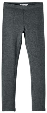 NAME IT Mädchen Nkfdavina Solid SWE Bru Noos Leggings, Dark Grey Melange, 134 EU