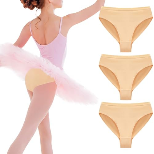 Charmi Mädchen Unterhosen Dance Ballett Unterwäsche Einfarbig 3er-Pack Beige 128 (Herstellergröße 130)