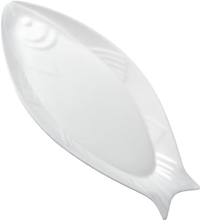 BESTonZON Ceramic Fish Platter Oval Fish Plate White Oval Steamed Fish Plate Food Serving Tray for Home Hotel Restaurant Fish Shaped Plate 18inch