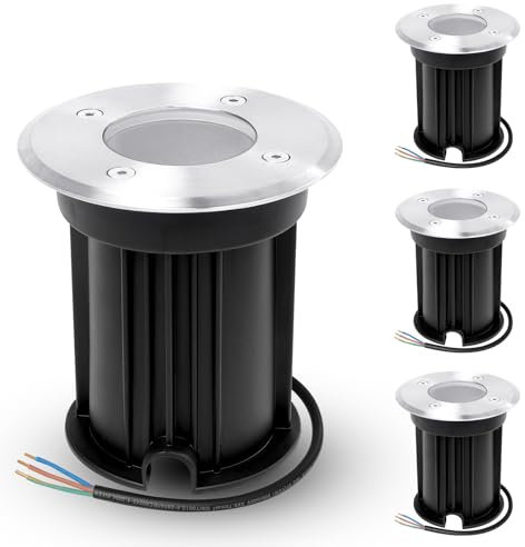 YindaLux 4x Segnapasso led esterno per GU10, 230V IP67 Faretto led da esterno, Lampioni da giardino esterni,Calpestabile Lampada Da Incasso a Terra Esterni Per Giardino Sentie,Argento(senza lampadina)