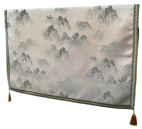LVYUDS Estilo Chino Cubierta De TV A Prueba De Polvo Colgante Televisión LCD 22-85 Pulgadas Aplicable Televisor Computadora, Mesa Interior Decoración(Gray,85 Inch)