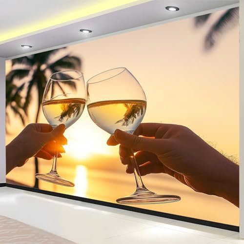 Landschaft Sonnenuntergang Vliestapete TV Sofa Hintergrund, Urlaub Wein Sonnenuntergang Tapete Fototapete 200x140cm Tapeten Wandtapete, Wohnzimmer Schlafzimmer Büro Flur Moderne Wanddeko