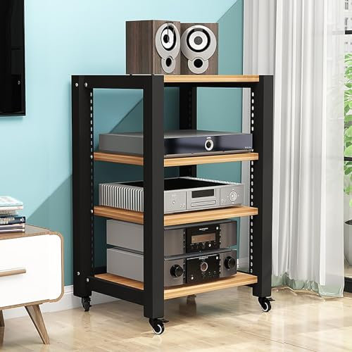 Multifunktionales Ablageregal Audio-Aufbewahrungsregal Plattenspieler-Ständer mit Stauraum Beistelltisch Plattenspieler Regal Einfach zu Montieren für Wohnzimmern Aufnahmestudios.(Original wood,60x50x
