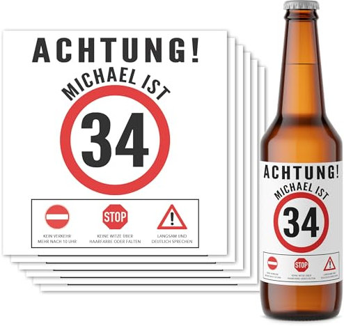 Bieretiketten personalisiert Geburtstag Männergeschenk Bier Geschenk für Männer Geburtstagsgeschenk Flaschenetikett Bierflaschen Etiketten 6 Stück | 9x9 cm (Alter wählbar)