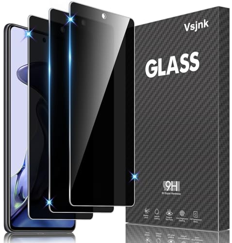 Vsjnk Privacidad Protector de Pantalla Compatible Con Xiaomi 11T/11T Pro Screen Protector,3 Piezas Cristal Templado 9H Dureza Fácil de Limpiar Sin Burbujas