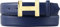 BELTINGER Damen-Gürtel HAILEY aus strukturiertem Leder 3 cm | Schmaler Ledergürtel für Damen 30mm | Gold glänzend | Blau 90cm
