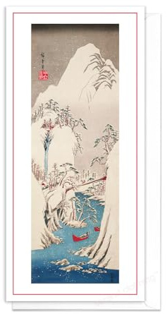 Japanische Ukiyo-e Art große Grußkarten – DL lange hohe Weihnachtskarten mit Umschlägen, eleganter Luxus (Hiroshige: Fuji River in Snow)