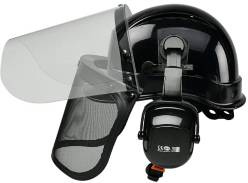 Nsteky Chainsaw Helmet with Face Shield and Ear Muffs,Customization Mesh Face Shield Forestry Helmet,Chainsaw Safety Equipment,Black