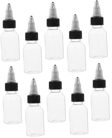 GLEAVI 10pcs Refillable Travel Bottles Empty Cosmetic Bottles for Hair Oil and Tattoo Ink Use for Laboratory and Diy Projects