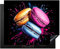 KitchenYeah© Protection Pour Plaque Induction 65x52 cm Plaque de Deco Cuisine Protégé Cache De Cuisson Vitroceramique Macarons - Dessert - Graffiti - Coloré - Rose - Bleu - Jaune