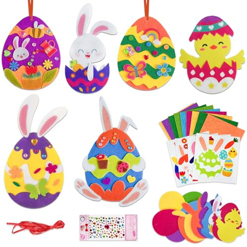 Luckeey Ostern Basteln Kinder, 37 Bastelset Ostern Moosgummi Bastelset Kinder, Osterdeko Fenster, Osterbasteln mit kindern,Ostern Anhänger Deko für Ostern Geschenk Mädchen Jungen