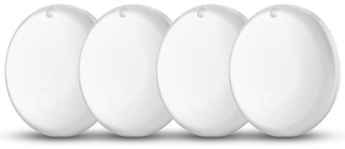 Mini Air Tags Smart Tracker Work with Apple Find My (iOS Only) 4-Pack White, IP67 Waterproof, Keys Finder and Item Locator for Keys, Bags,Luggage and More (Not for Android)
