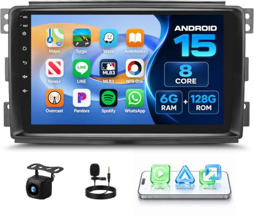 5GWIFI 6G+128G 8Core Autoradio für Mercedes Benz Smart Fortwo 2005-2010 | 9 Zoll Android 15 Touch Radio mit Carplay Android Auto GPS Navi WiFi Bluetooth FM/RDS SWC + Rückfahrkamera&MIC